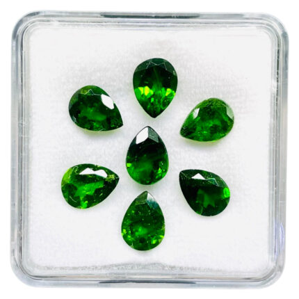 7 Pcs Natural Chrome Diopside 8x6mm Pear Cut Vivid Green Loose Gemstones Lot