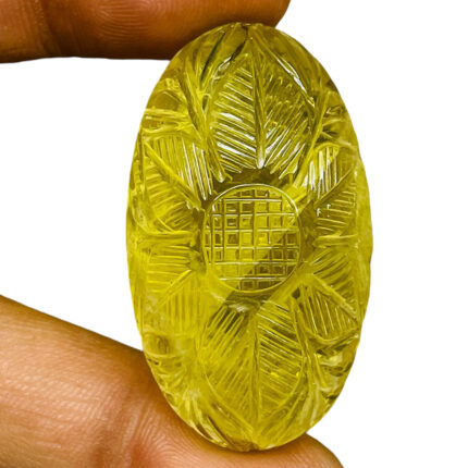 100 Cts Natural Citrine 41x23mm Oval Carved Sparkling Yellow Loose Gemstone
