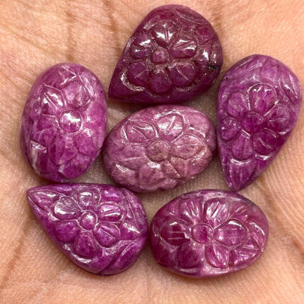 6 Pcs Natural Ruby Unheated Rare Moghul Carved Exclusive Gemstones Lot 53.90 Cts