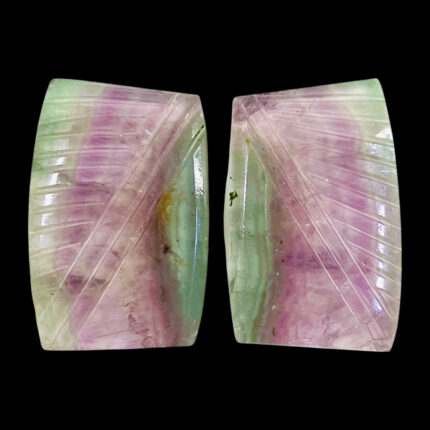 93 Cts/2 Pcs Natural Fluorite Bi Color Pair Loose Carved Untreated Gemstones