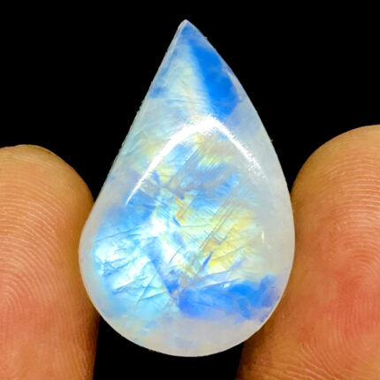 28.3 Cts Natural Rainbow Moonstone 27.5x17.5mm Pear Cabochon Pendant Size Stone