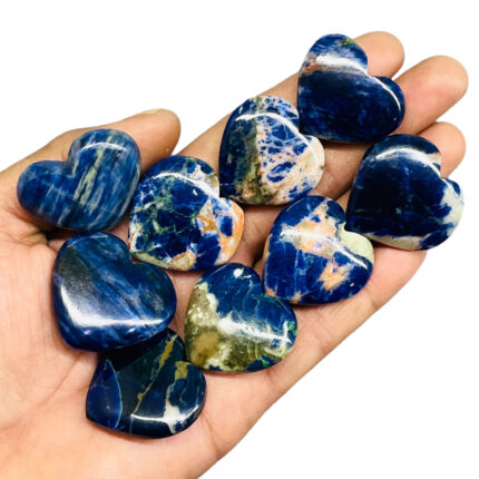 9 Pcs Natural Sodalite 28-31mm Heart Shape Loose Gemstones Wholesale Lot