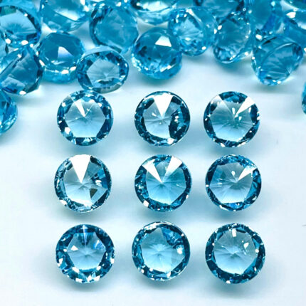 VVS 9 Pcs Natural Blue Topaz 6mm Round Fancy Bullet Checker Cut Loose Gems Lot