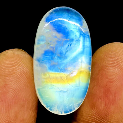 25.10 Cts Natural Rainbow Moonstone 29x16mm Cabochon Pendant Size Gemstone