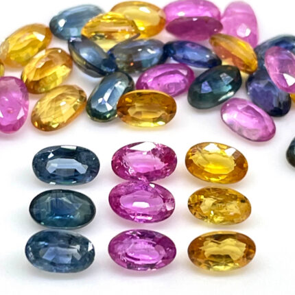 9 Pcs Natural Sapphires Multi Color Loose Gemstones Wholesale Lot 5x3mm Oval Cut