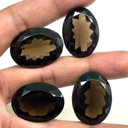 4 Pcs Natural Smokey Quartz 26.7-28mm Oval Cut Loose Gemstones Lot 170 Cts